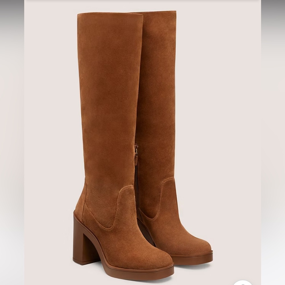 Stuart Weitzman Bethenny 80 boot sport suede/coffee tonal knee high boots NEW